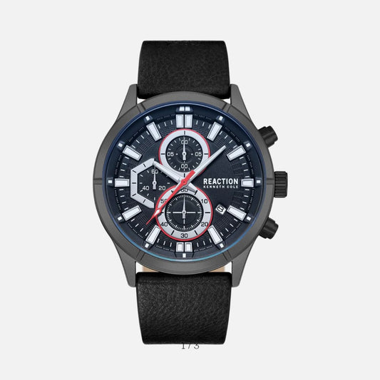 CUR 383 - Kenneth Cole Black Chronograph Faux Strap Watch