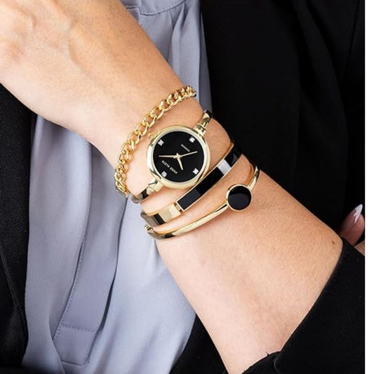 LGG - Anne Klein Women's Lab Grown Diamond Accented Bangle Watch And Bracelet Set