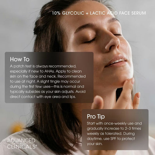 MART - Advanced Clinicals 10% Glycolic + Lactic Acid Face Serum