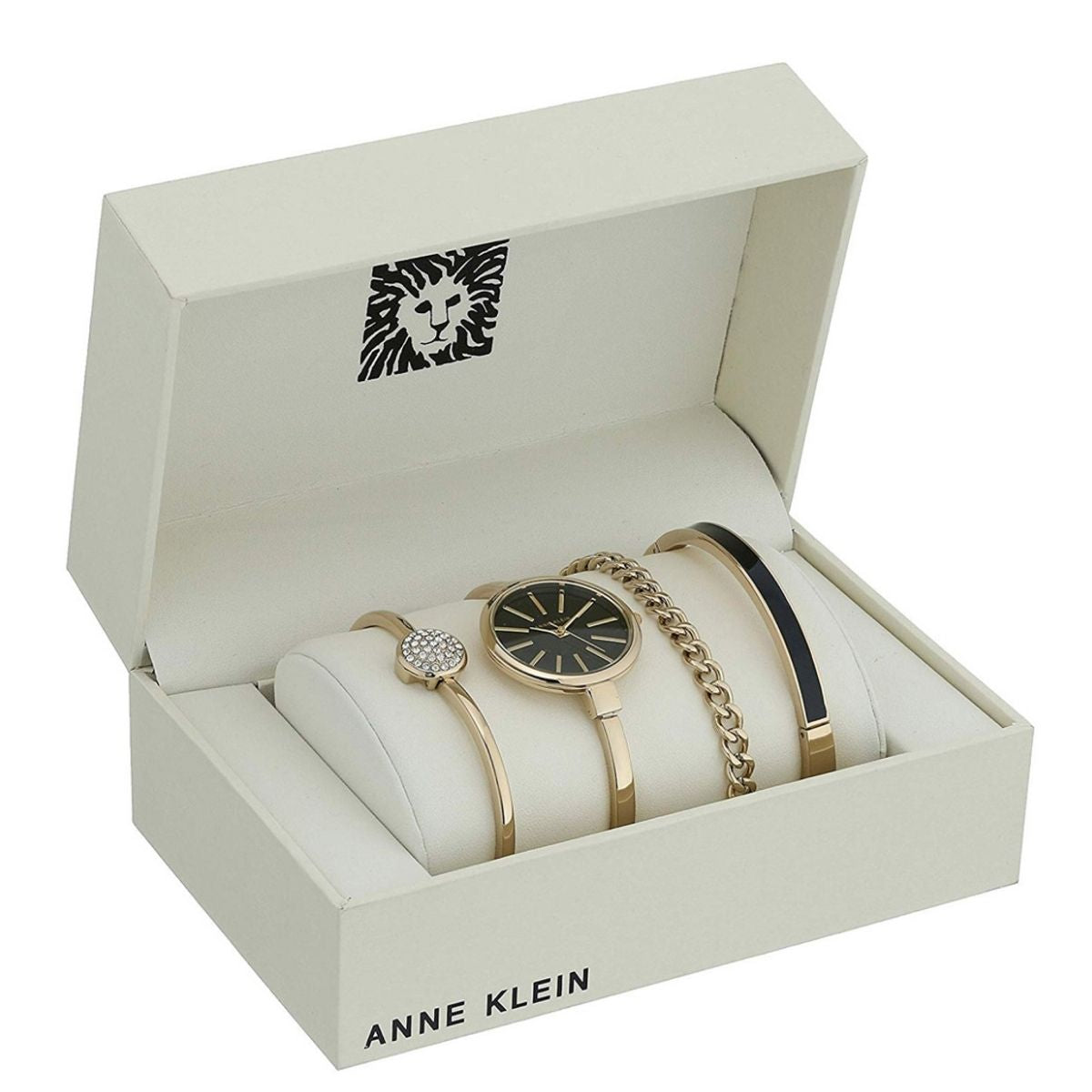 LGG - Anne Klein Women's Lab Grown Diamond Accented Bangle Watch And Bracelet Set
