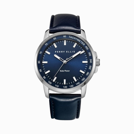 CUR 528 - Perry Ellis All Blue Syn Leather Watch