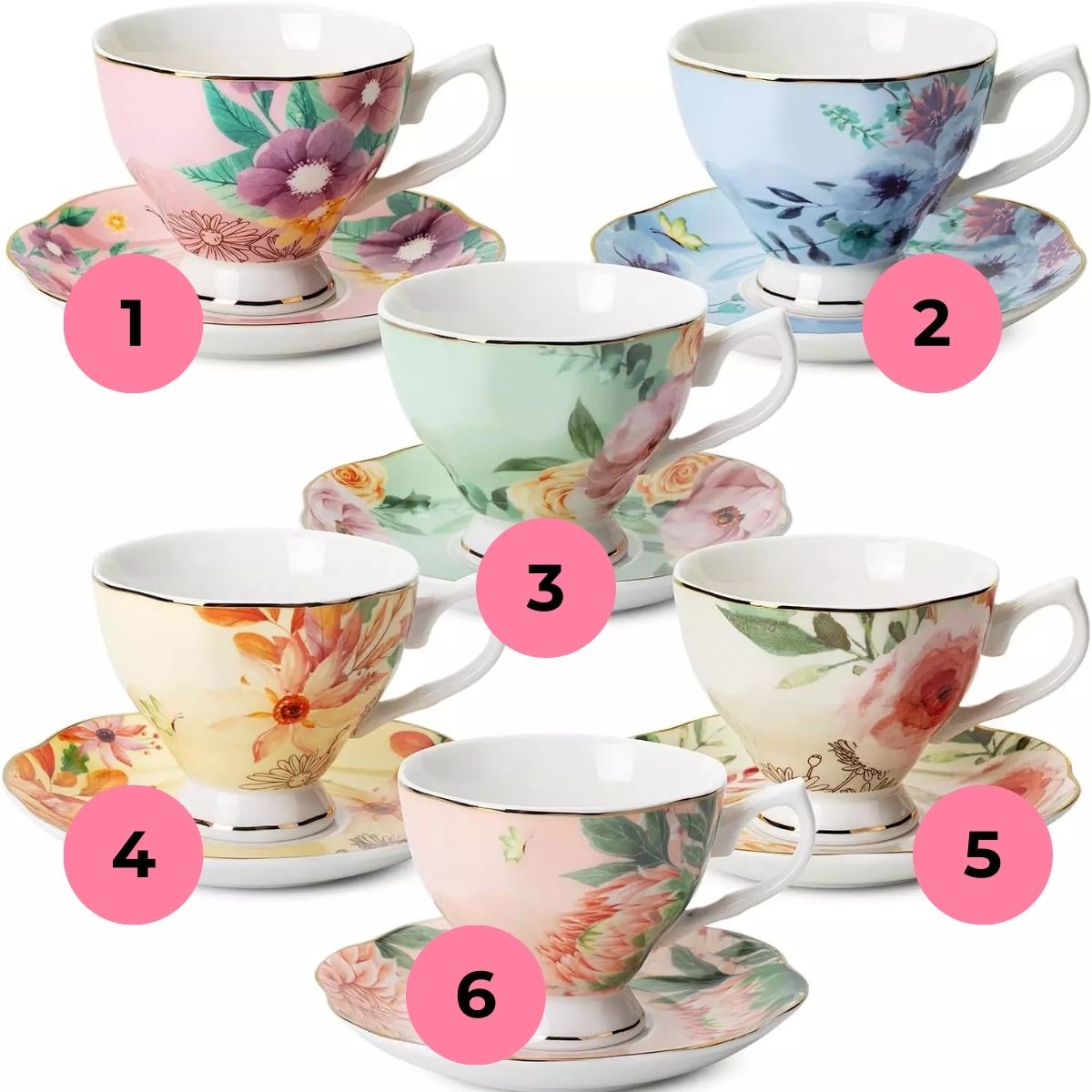 LDT - Floral To A Tea Porcelain Tea Cup & Saucer Set