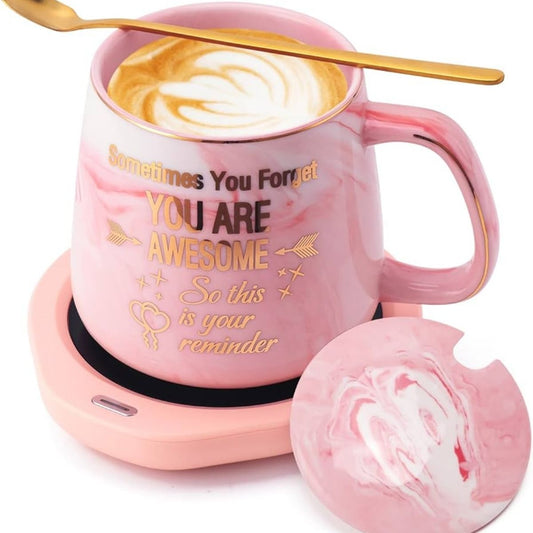 LGG - Coffee Mug Warmer - Pink You Are Awesome Mug Set