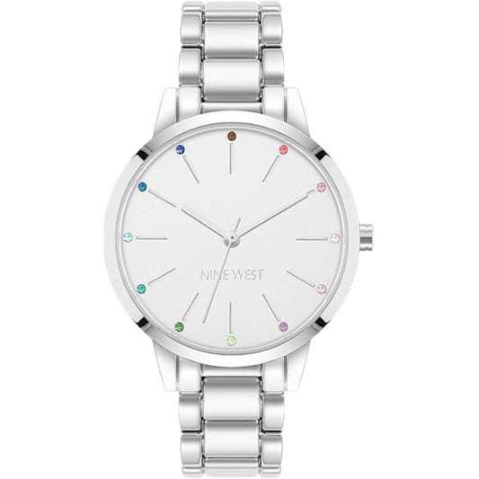 CUR 947 - Nine West Rainbow Crystal Accented Silver Watch