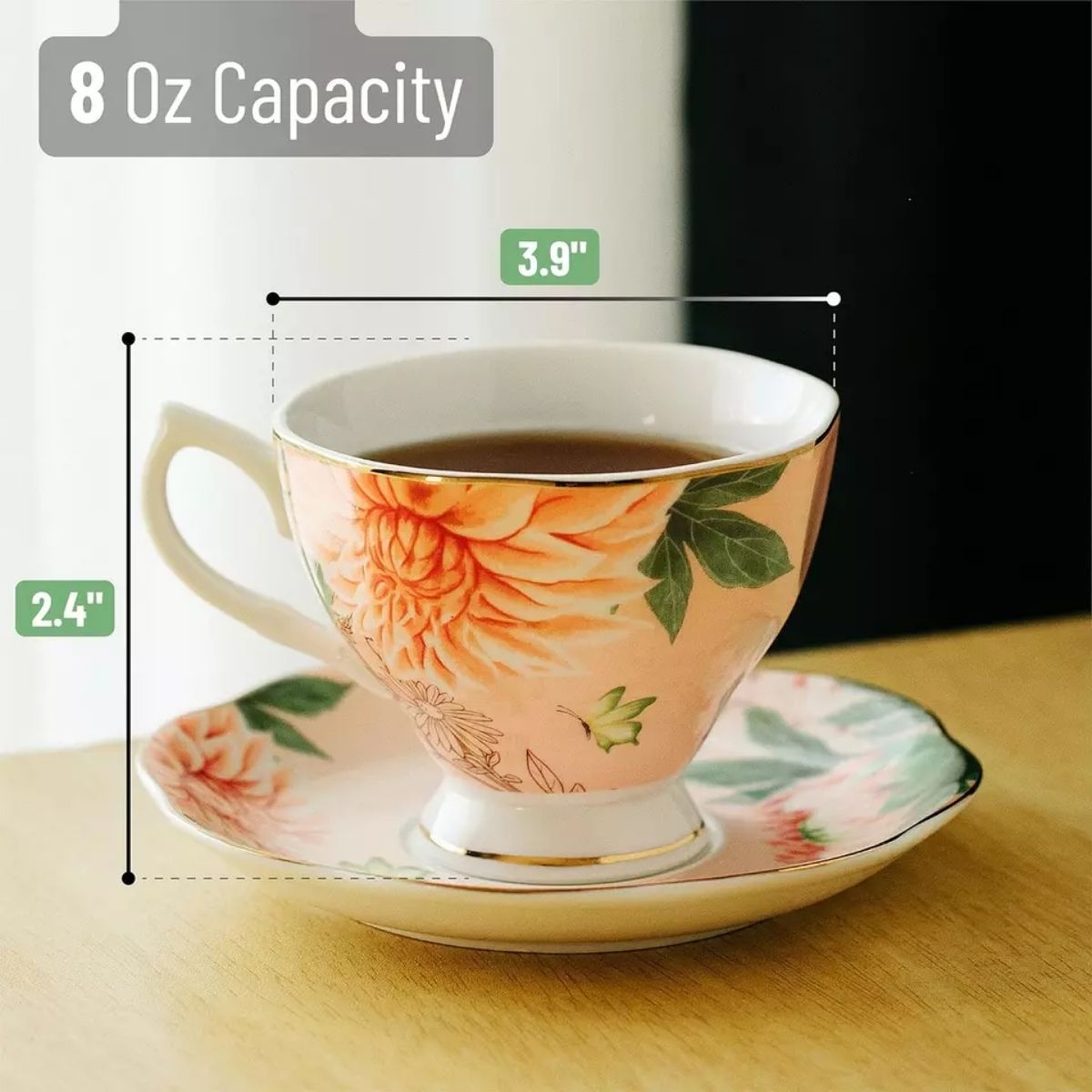 LDT - Floral To A Tea Porcelain Tea Cup & Saucer Set